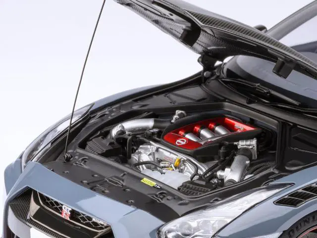 Alt view image 2 of 6 - 2022 Nissan GT-R (R35) Nismo Special Edition RHD Nismo Stealth Gray with Carbon Hood and Top 1/18 Model Car by Autoart