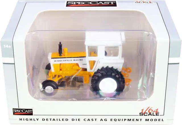 Main image of Minneapolis Moline G850 Tractor with Cab Yellow and White 1/64 Diecast Model by SpecCast