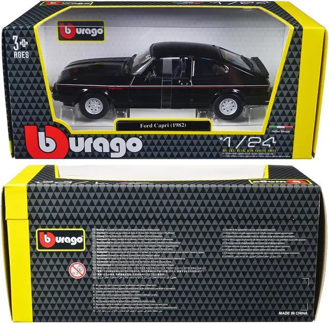 Alt view image 3 of 3 - 1982 Ford Capri Black with Stripes 1/24 Diecast Model Car by Bburago