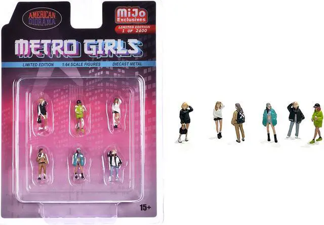 Main image of "Metro Girls" 6 piece Diecast Figure Set (6 Figures) Limited Edition to 2400 pieces for 1/64 Scale Models by American Diorama