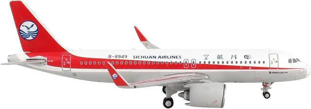 Alt view image 3 of 3 - Airbus A320neo Commercial Aircraft "Sichuan Airlines" White with Red Stripes and Tail 1/400 Diecast Model Airplane by GeminiJets