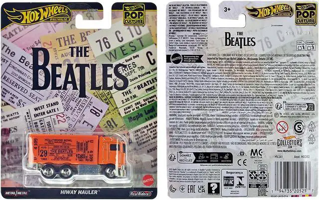 Alt view image 3 of 3 - Hiway Hauler Orange with Concert Ticket Graphics "The Beatles" "Pop Culture" Series Diecast Model Car by Hot Wheels