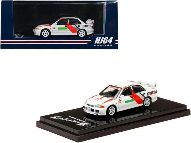 Main image of Mitsubishi Lancer RS Evolution III RHD Scortia White "Groupe A Promotion" 1/64 Diecast Model Car by Hobby Japan