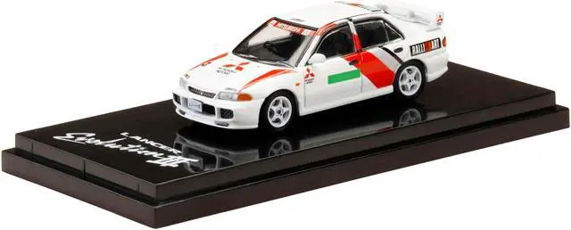Alt view image 2 of 3 - Mitsubishi Lancer RS Evolution III RHD Scortia White "Groupe A Promotion" 1/64 Diecast Model Car by Hobby Japan