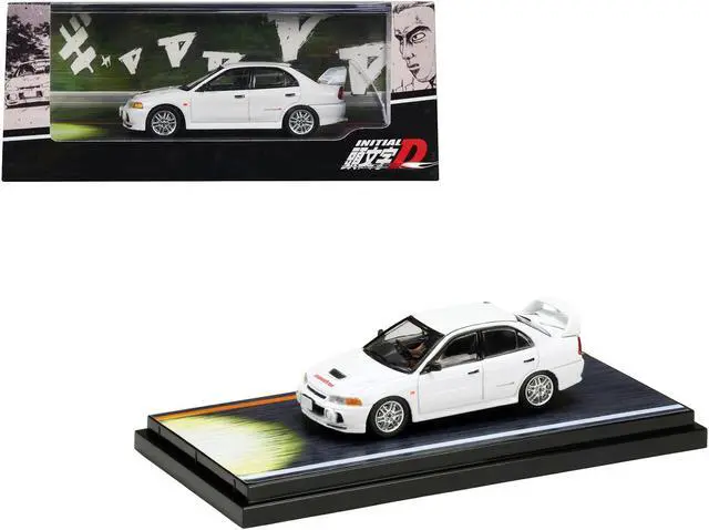 Main image of Mitsubishi Lancer RS Evolution IV White "Monstar" w/Figure "Initial D" (1995-2013) Manga 1/64 Diecast Model Car by Hobby Japan