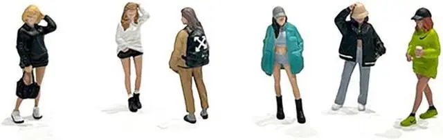 Alt view image 2 of 3 - "Metro Girls" 6 piece Diecast Figure Set (6 Figures) Limited Edition to 2400 pieces for 1/64 Scale Models by American Diorama