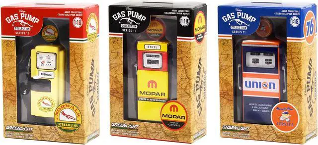 Main image of "Vintage Gas Pump" Set of 3 Pumps Series 11 1/18 Diecast Models by Greenlight