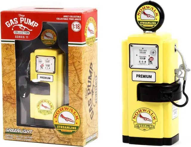 Main image of 1948 Wayne 100-A Gas Pump "Norwalk Gasoline" Yellow and Black "Vintage Gas Pumps" Series 11 1/18 Diecast Model by Greenlight