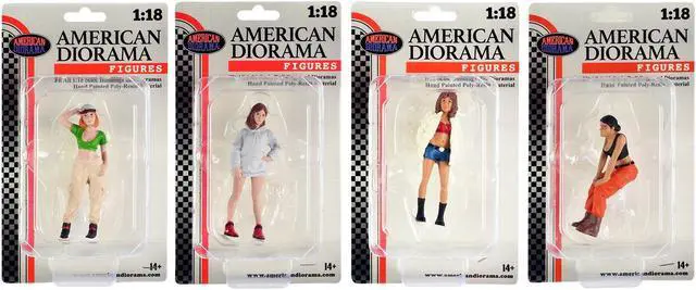 Main image of "Hip Hop Girls" 4 Piece Figure Set for 1/18 Scale Models by American Diorama