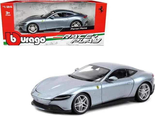 Main image of Ferrari Roma Gray Metallic "Race + Play" Series 1/24 Diecast Model Car by Bburago