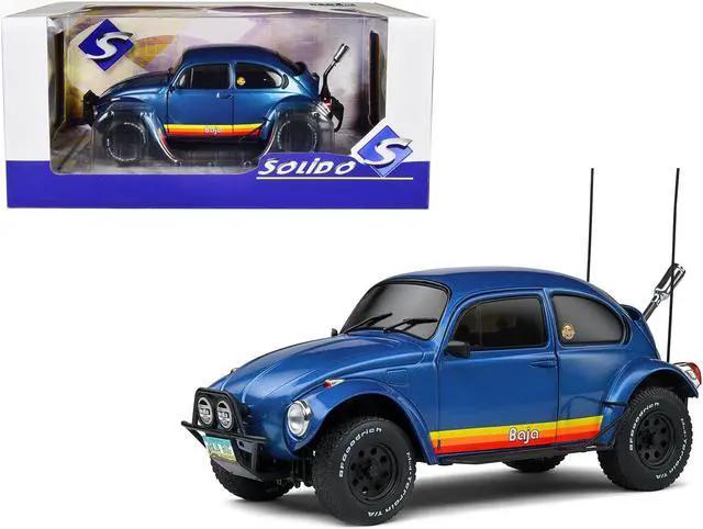 Main image of 1975 Volkswagen Beetle Baja Blue Metallic with Stripes 1/18 Diecast Model Car by Solido