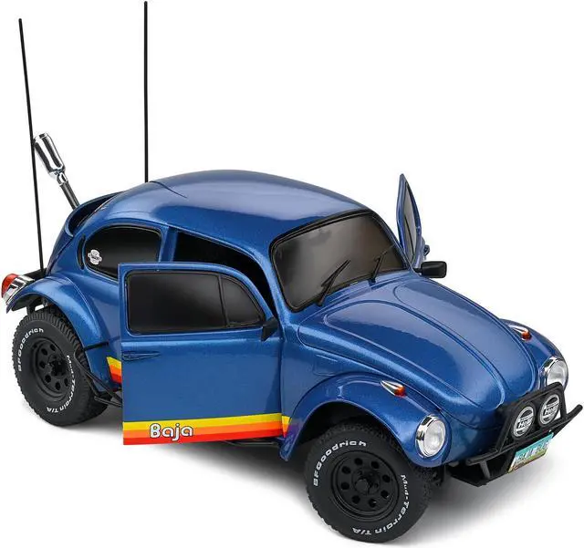 Alt view image 2 of 5 - 1975 Volkswagen Beetle Baja Blue Metallic with Stripes 1/18 Diecast Model Car by Solido