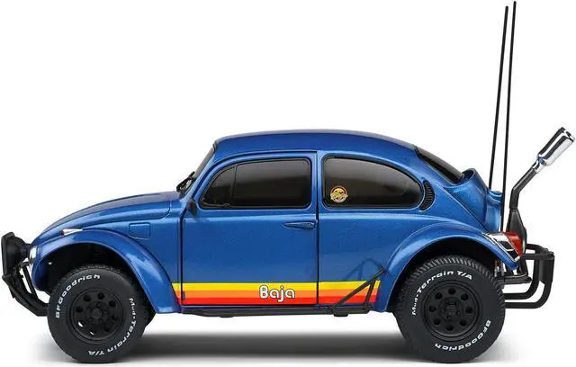 Alt view image 3 of 5 - 1975 Volkswagen Beetle Baja Blue Metallic with Stripes 1/18 Diecast Model Car by Solido