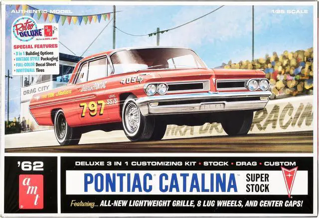 Main image of Skill 2 Model Kit 1962 Pontiac Catalina Super Stock 3-in-1 Kit 1/25 Scale Model by AMT