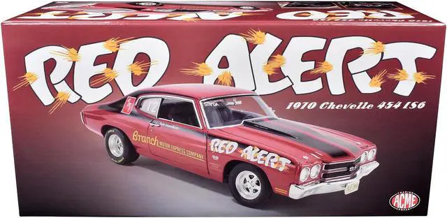 Alt view image 6 of 6 - 1970 Chevrolet Chevelle 454 LS6 "Red Alert" Red with Black Stripes Limited Edition to 374 pieces 1/18 Diecast Model Car by ACME