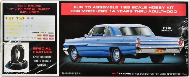 Alt view image 3 of 4 - Skill 2 Model Kit 1962 Pontiac Catalina Super Stock 3-in-1 Kit 1/25 Scale Model by AMT