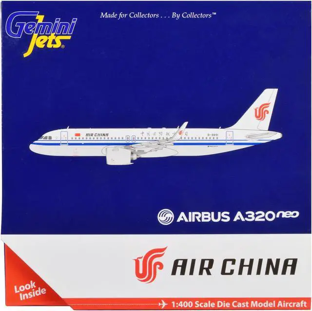 Alt view image 3 of 4 - Airbus A320neo Commercial Aircraft "Air China" White with Blue Stripes 1/400 Diecast Model Airplane by GeminiJets