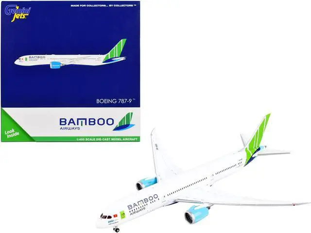 Main image of Boeing 787-9 Commercial Aircraft "Bamboo Airways" White with Green Tail 1/400 Diecast Model Airplane by GeminiJets