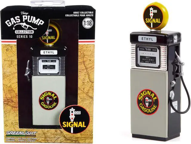 Main image of 1951 Wayne 505 Gas Pump "Signal Gasoline" Black and Gray "Vintage Gas Pumps" Series 10 1/18 Diecast Model by Greenlight