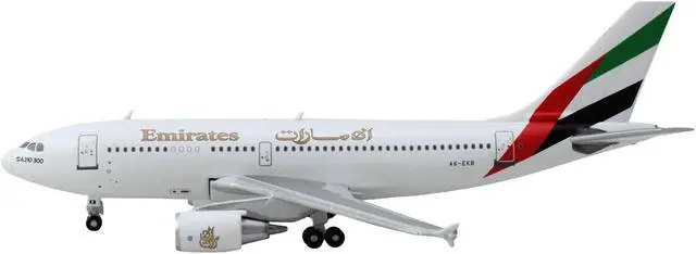 Alt view image 3 of 3 - Airbus A310-300 Commercial Aircraft "Emirates Airlines" (A6-EKB) White w/Striped Tail 1/400 Diecast Model Airplane by GeminiJets