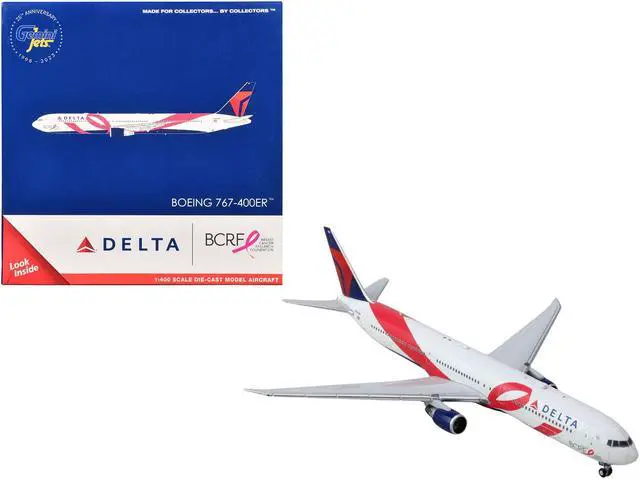Main image of Boeing 767-400ER Commercial Aircraft "Delta Air Lines" White w/Graphics & Red & Blue 1/400 Diecast Model Airplane by GeminiJets