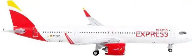 Alt view image 3 of 5 - Airbus A321neo Commercial Aircraft "Iberia Express" White with Red Tail 1/400 Diecast Model Airplane by GeminiJets