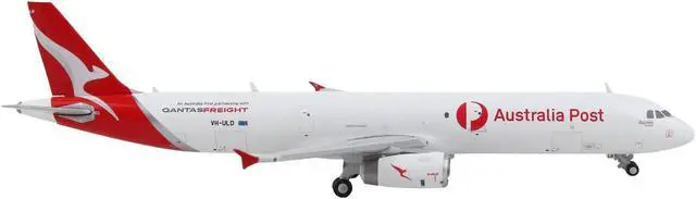Alt view image 3 of 5 - Airbus A321P2F Commercial Aircraft "Qantas Freight - Australia Post" White w/Red Tail 1/400 Diecast Model Airplane by GeminiJets