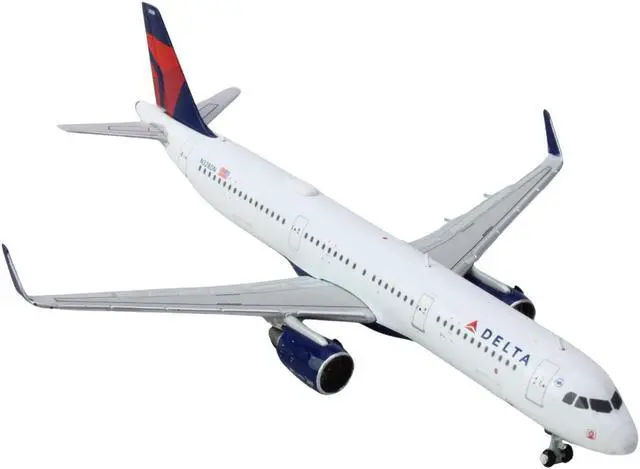 Alt view image 2 of 3 - Airbus A321 Commercial Aircraft "Delta Air Lines" (N328DN) White with Red & Blue Tail 1/400 Diecast Model Airplane by GeminiJets