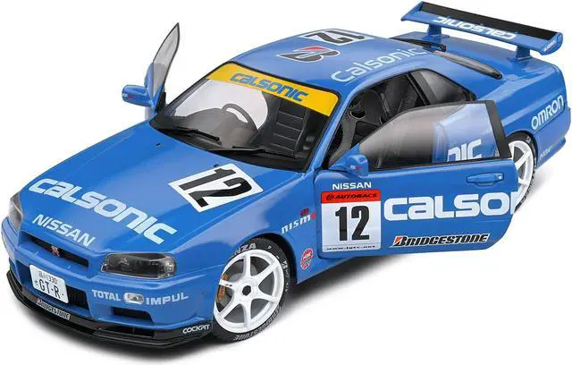 Alt view image 2 of 5 - 2000 Nissan Skyline GT-R (R34) Streetfighter RHD #12 Blue "Calsonic Tribute" "Competition" 1/18 Diecast Model Car by Solido