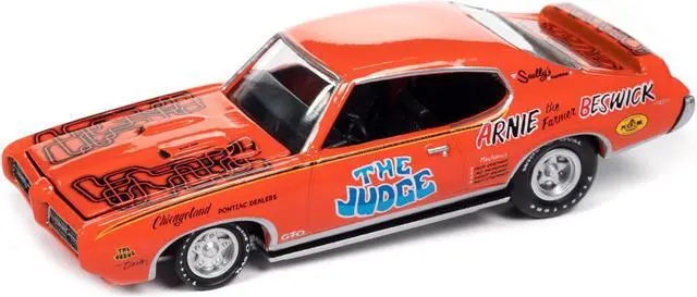 Alt view image 2 of 3 - 1969 Pontiac GTO Orange with Graphics Limited Edition to 2500 pieces Worldwide 1/64 Diecast Model Car by Racing Champions