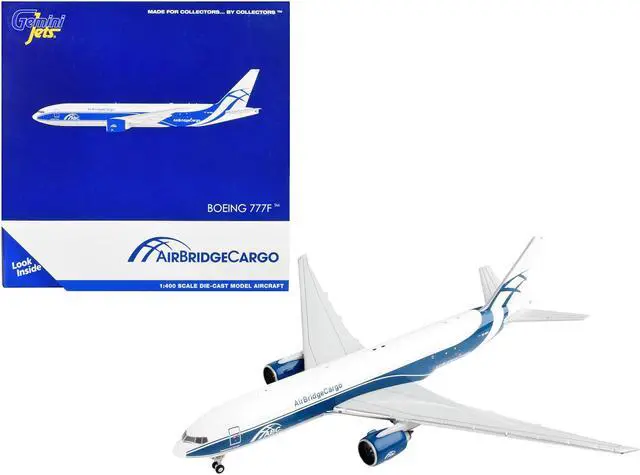 Main image of Boeing 777F Commercial Aircraft "AirBridgeCargo" White with Blue Stripes 1/400 Diecast Model Airplane by GeminiJets