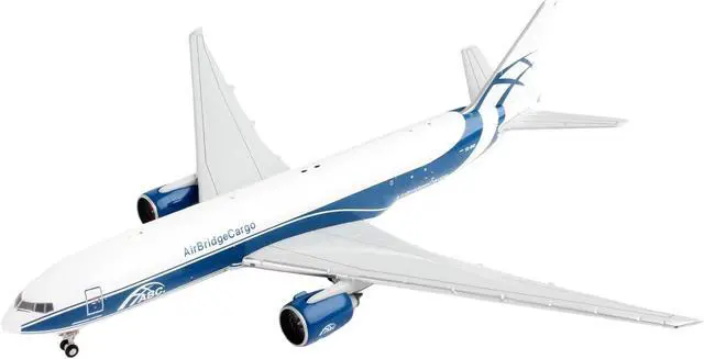 Alt view image 2 of 5 - Boeing 777F Commercial Aircraft "AirBridgeCargo" White with Blue Stripes 1/400 Diecast Model Airplane by GeminiJets