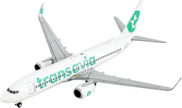 Alt view image 2 of 5 - Boeing 737-800 Commercial Aircraft "Transavia Airlines" White with Green Tail 1/400 Diecast Model Airplane by GeminiJets