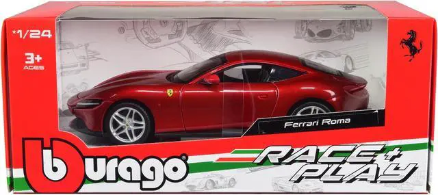 Alt view image 2 of 3 - Ferrari Roma Red Metallic "Race + Play" Series 1/24 Diecast Model Car by Bburago