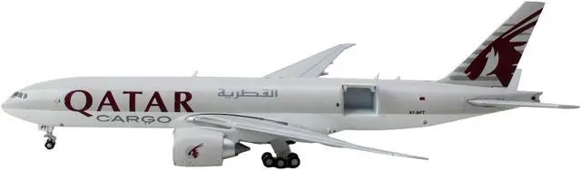 Alt view image 3 of 3 - Boeing 777F Commercial Aircraft "Qatar Airways" Gray w/Graphics "Interactive Series" 1/400 Diecast Model Airplane by GeminiJets
