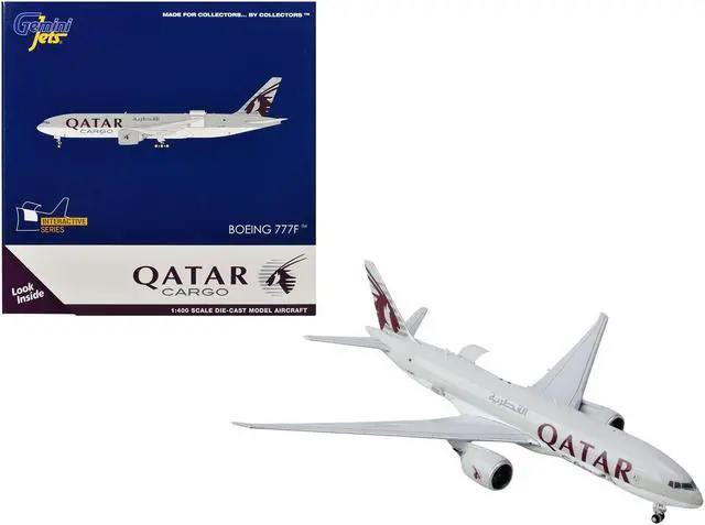 Main image of Boeing 777F Commercial Aircraft "Qatar Airways" Gray w/Graphics "Interactive Series" 1/400 Diecast Model Airplane by GeminiJets
