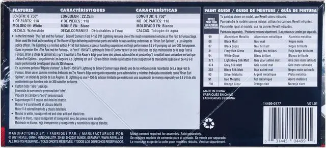 Alt view image 3 of 6 - Level 4 Model Kit Brians Ford F-150 SVT Lightning Pickup Truck "Fast and Furious" 1/25 Scale Model by Revell