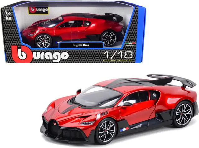 Main image of Bugatti Divo Red Metallic with Carbon Accents 1/18 Diecast Model Car by Bburago