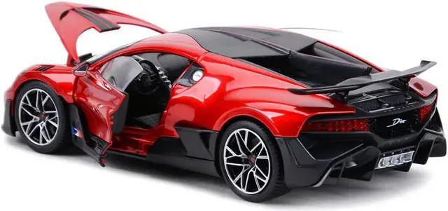 Alt view image 3 of 4 - Bugatti Divo Red Metallic with Carbon Accents 1/18 Diecast Model Car by Bburago