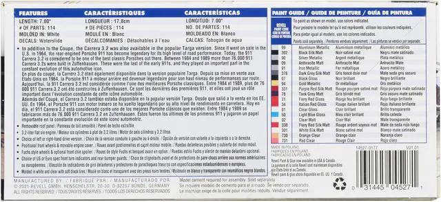 Alt view image 3 of 6 - Level 4 Model Kit Porsche 911 Carrera 3.2 Targa 2-in-1 Kit 1/24 Scale Model by Revell