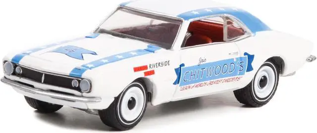 Alt view image 2 of 4 - 1967 Chevrolet Camaro White w/Blue Stripes "Joie Chitwoods Thrill Show" "Hobby Exclusive" 1/64 Diecast Model Car by Greenlight