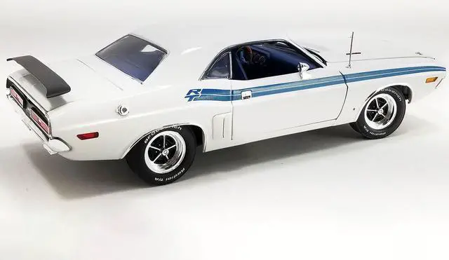 Alt view image 5 of 6 - 1971 Dodge Challenger R/T 383 Magnum Brite White with Blue Stripes and Blue Interior Ltd Ed 1/18 Diecast Model Car by ACME