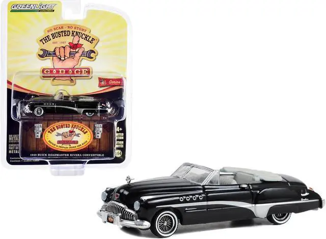 Main image of 1949 Buick Roadmaster Rivera Convertible Black "Busted Knuckle Garage Car Detailing" 1/64 Diecast Model Car by Greenlight