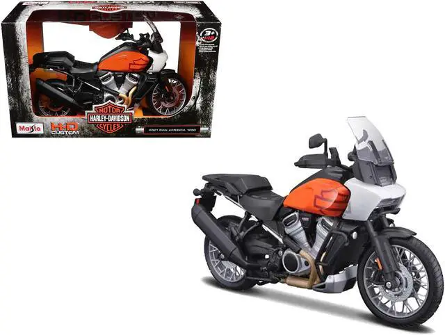 Main image of 2021 Harley Davidson Pan America 1250 Motorcycle Orange and Black "H-D Custom" 1/12 Diecast Model by Maisto
