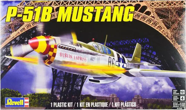 Alt view image 2 of 6 - Level 4 Model Kit North American P-51B Mustang Fighter Aircraft 1/32 Scale Model by Revell