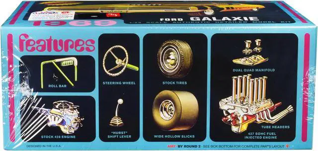 Alt view image 2 of 4 - Skill 2 Model Kit 1969 Ford Galaxie 3-in-1 Kit 1/25 Scale Model by AMT