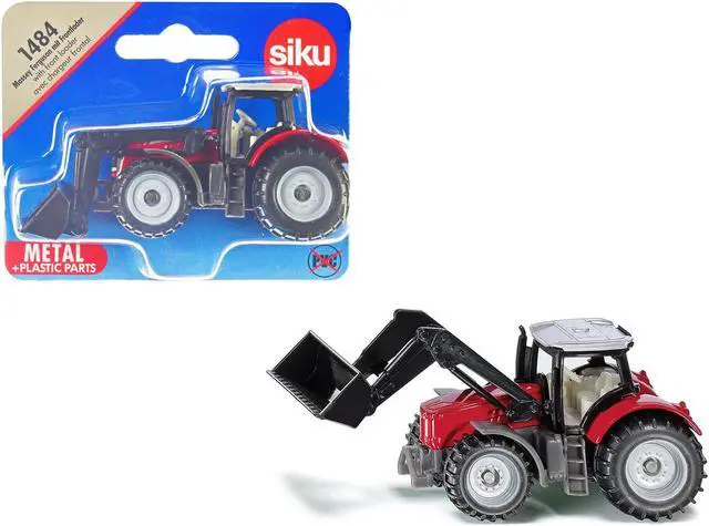 Main image of Massey Ferguson Tractor with Front Loader Red with Silver Top Diecast Model by Siku