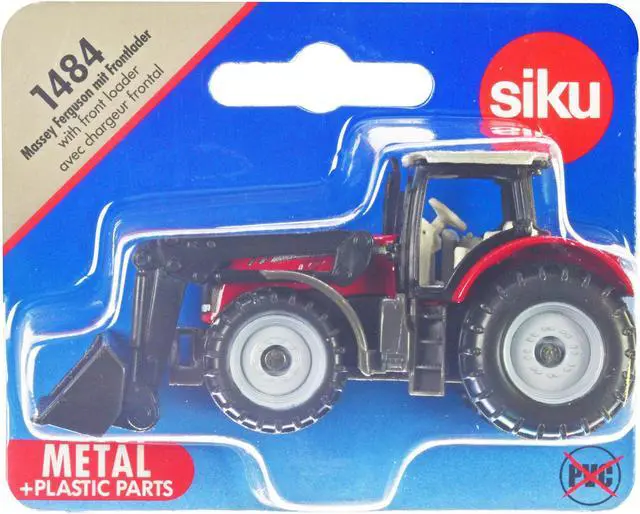 Alt view image 3 of 3 - Massey Ferguson Tractor with Front Loader Red with Silver Top Diecast Model by Siku