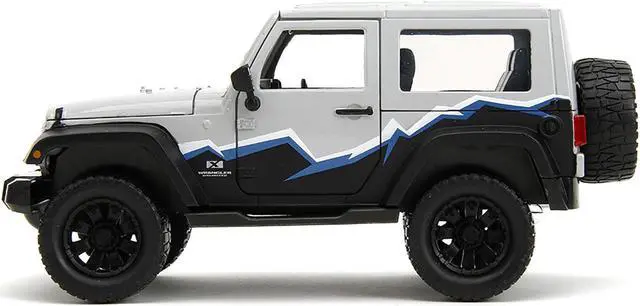 Alt view image 3 of 11 - 2007 Jeep Wrangler Gray and Black with Blue and White Stripes w/ Extra Wheels "Just Trucks" 1/24 Diecast Model Car by Jada