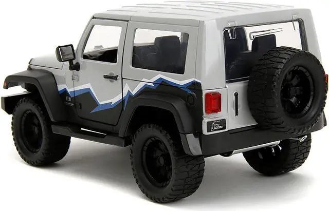 Alt view image 6 of 11 - 2007 Jeep Wrangler Gray and Black with Blue and White Stripes w/ Extra Wheels "Just Trucks" 1/24 Diecast Model Car by Jada